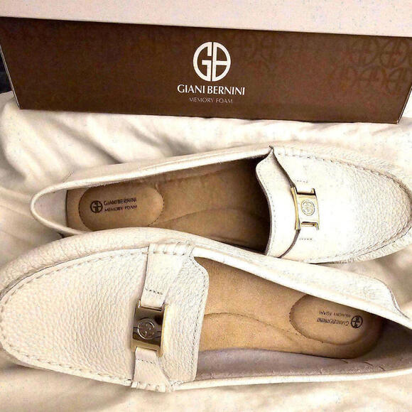 Giani Bernini Loafers 10 Women Dailyn White Memory Foam - Picture 1 of 9